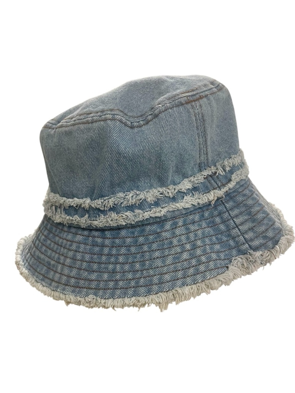 David and Young Light Blue Denim Frayed Bucket Hat